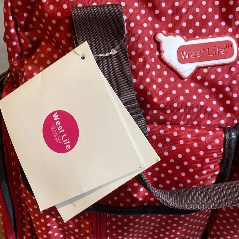 Westlife white and red polkadot diaper bag 🆕